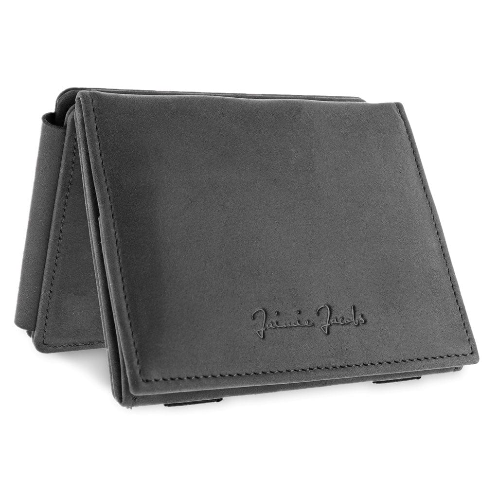 Jaimie Jacobs Geldbeutel Portemonnaie Buffalo Leather Black Flap Boy XL - Magic Wallet with Coin Pocket Flap Boy XL - Magic Wallet with Coin Pocket 