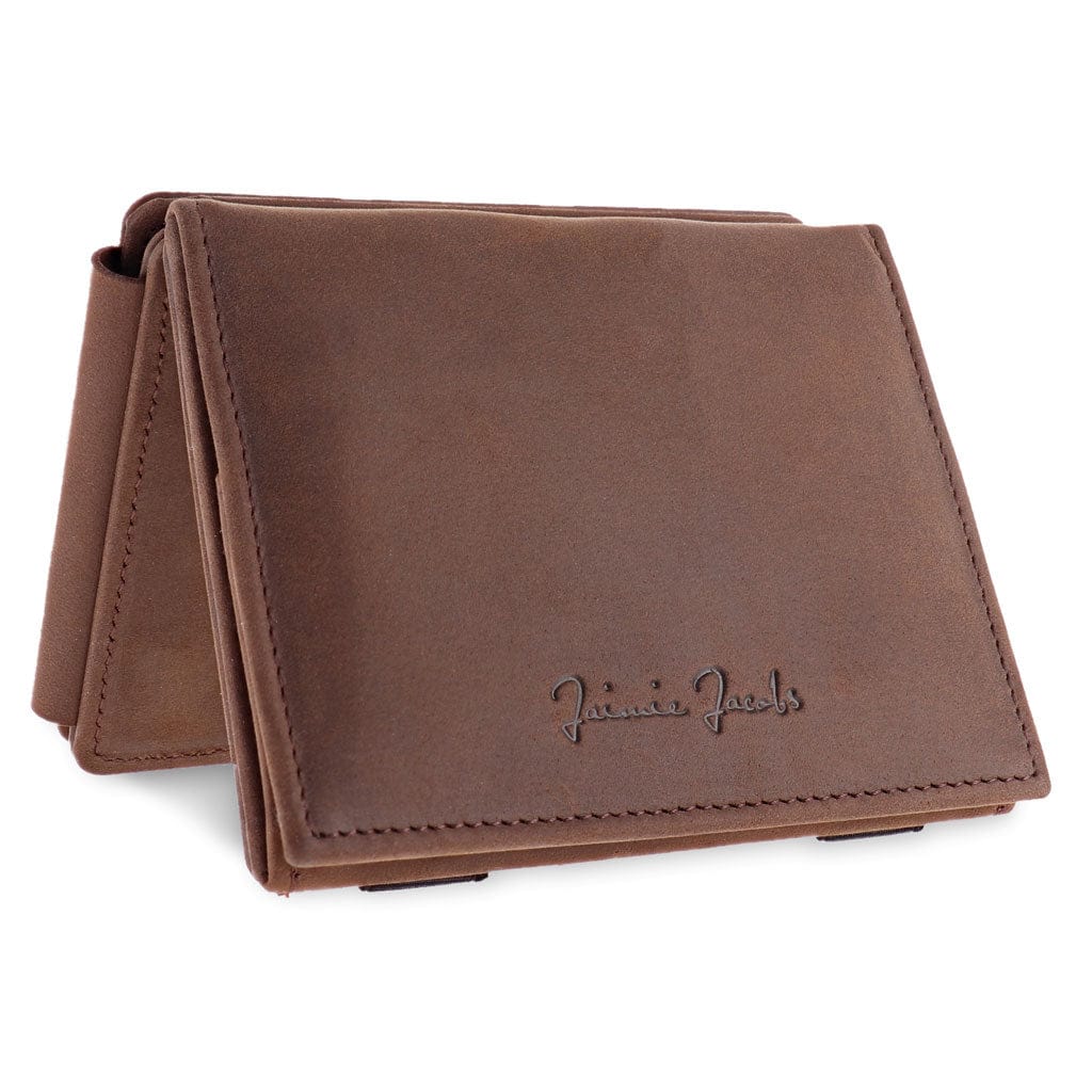 Jaimie Jacobs Geldbeutel Portemonnaie Buffalo Leather Dark Brown Flap Boy XL - Magic Wallet with Coin Pocket Flap Boy XL - Magic Wallet with Coin Pocket 