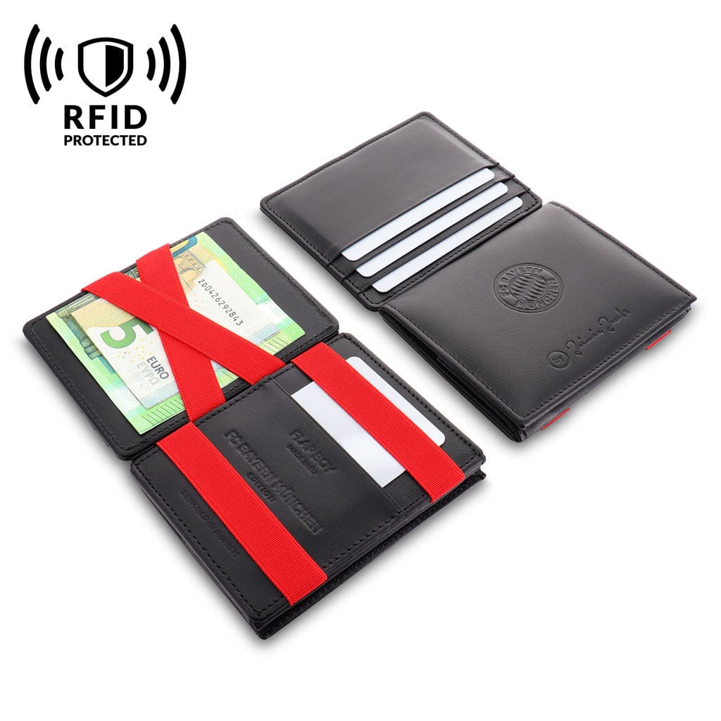 Jaimie Jacobs Geldbeutel Portemonnaie Black with Red Flap Boy FC Bayern München Edition - Magic Wallet with Coin Pocket Flap Boy FC Bayern Munich Edition with coin poket